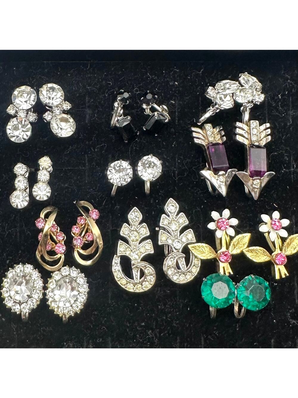 Bundle jewelry lot 11 pairs screw back earrings gold silver tone 2 sterling